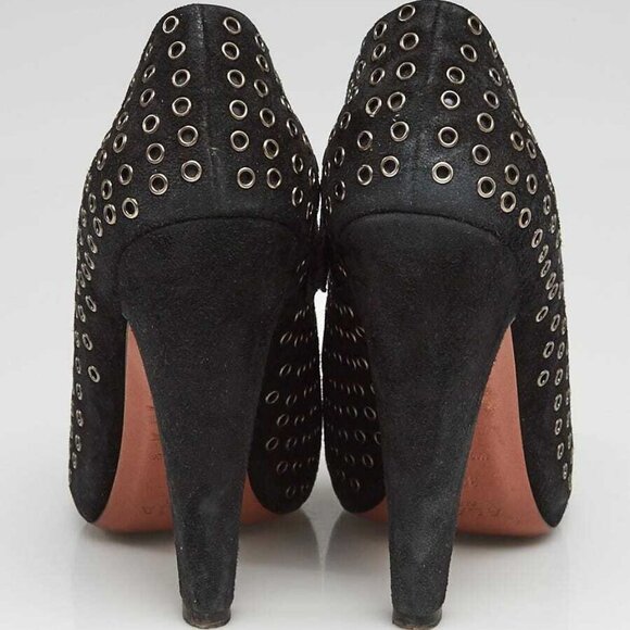 Alaïa Black Suede Eyelet Grommet Embellished Booties Size 9/39.5 - Picture 4 of 5